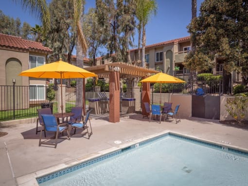 Poolside Lounge Furniture at Eucalyptus Grove Apartments, Chula Vista, CA, 91910